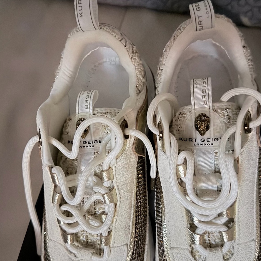 Kurt Geiger White and Gold Sneakers - Picture 10 of 11